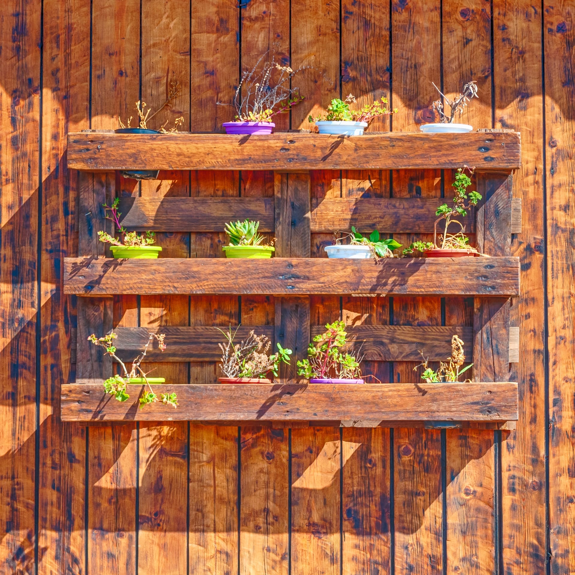 Pallets di qualità riciclati per creare fioriere